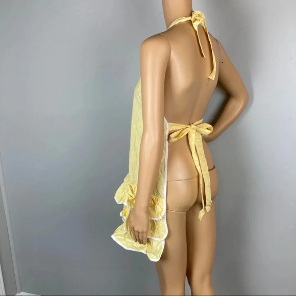 Kitchen Apron Kay Dee Designs Yellow Polka Dot Tiered Ruffles EUC - Picture 2 of 5